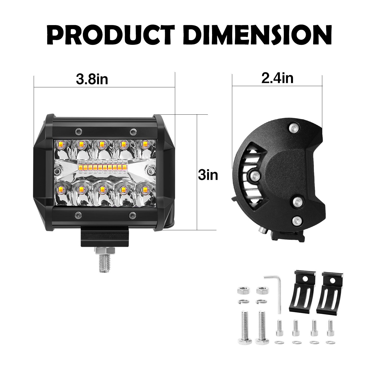 Tow Hitch Mounting Bracket+3-row 4“LED Work Light Pods Backup Reverse For Truck
