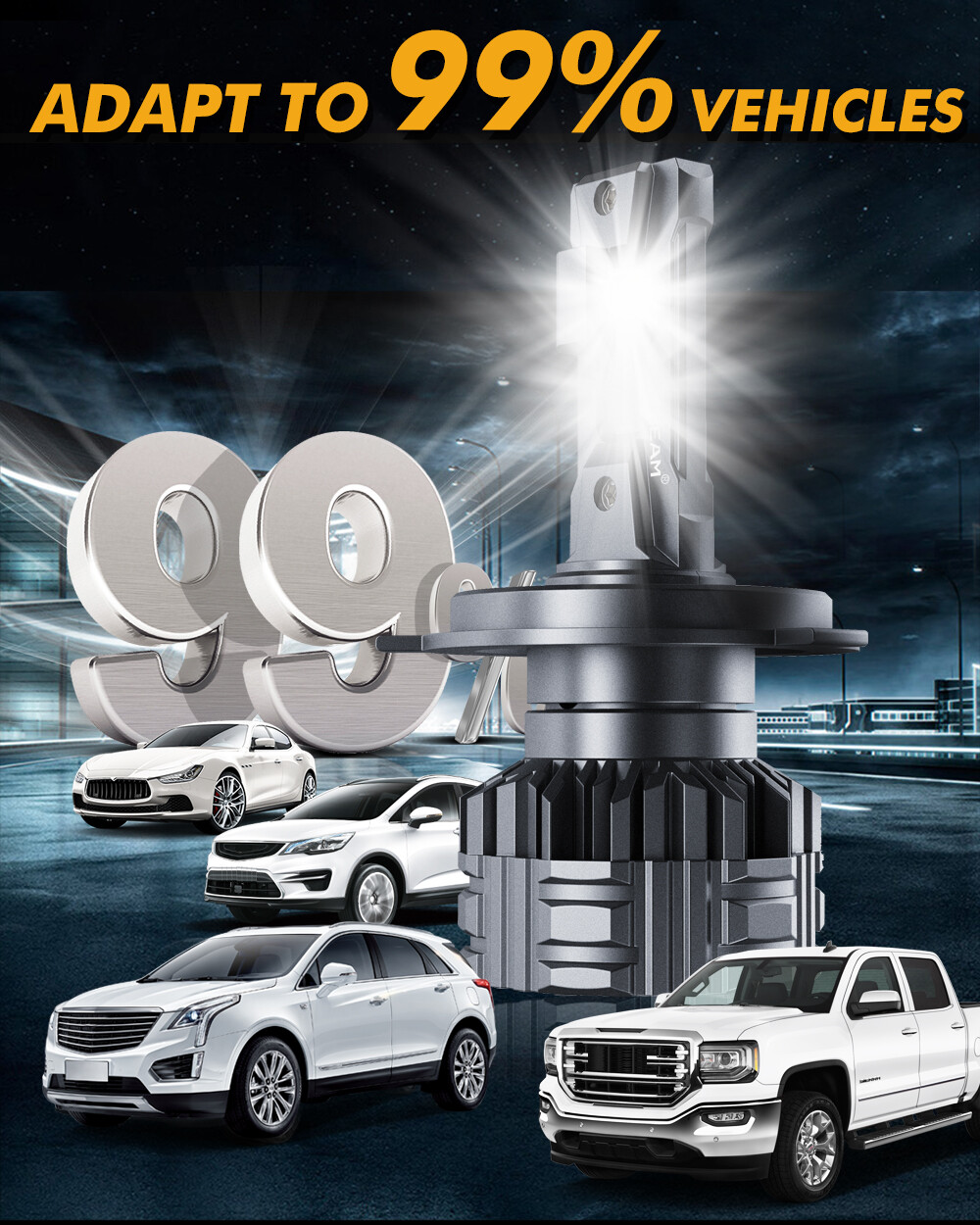 CANBUS 9003 H4 LED Headlight Bulb Kit 110W 24000LM Hi/Lo Beam Super Bright White