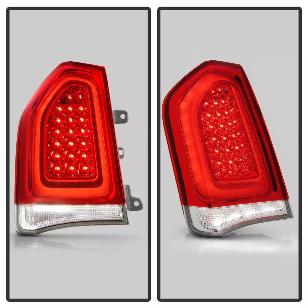 Pair Chrome Trim Full LED Tail Lights For 2015-2023 Chrysler 300 Brake Lamp Side