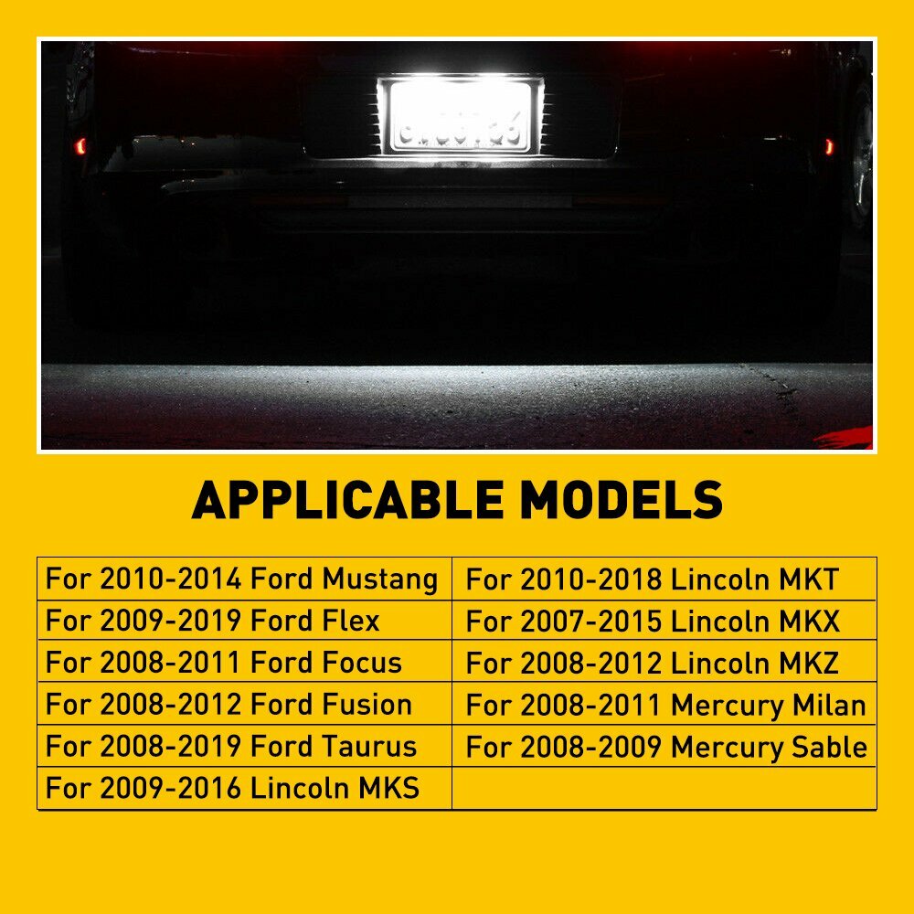 For Lincoln MKS MKT MKX MKZ White LED License Plate Light Tag Lamps 6000K Bright