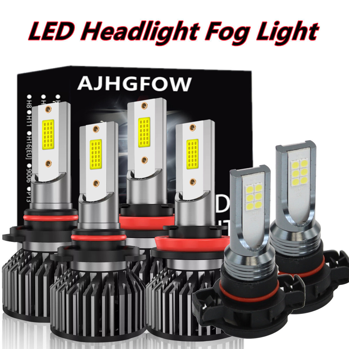 For Chevy Silverado 1500 2500 2007-2015 6000K 6 LED Headlight Hi/Lo+Fog Bulbs