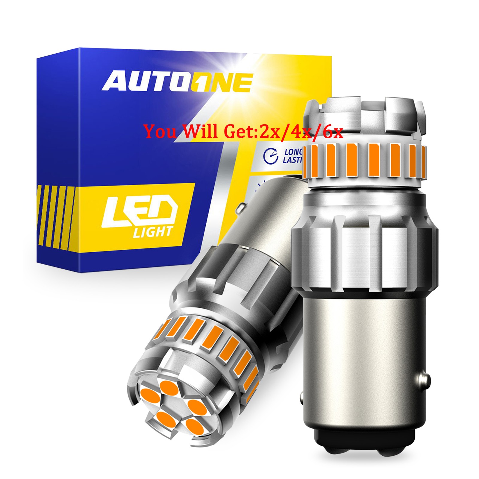 Yellow 1157 LED Turn Signal Anti-Hyper Flash Blinker Parking Light Bulb 2-6X