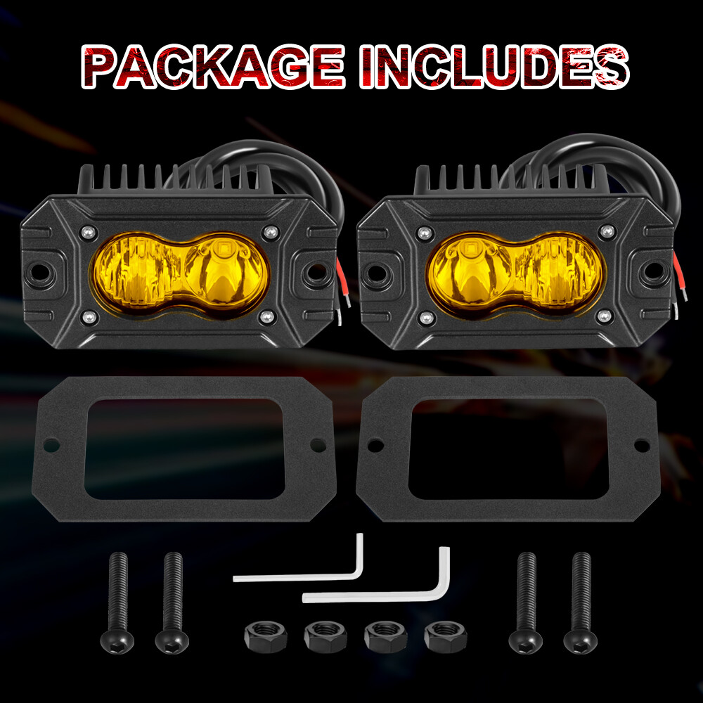 4″ Amber Surface Flush Mount LED Lighting Kit for Front Driving/Fog Lights Combo