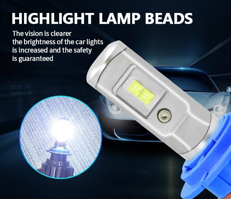 2Pcs T1 9006 HB4 Turbo LED Headlight T1 Car Light Bulb 6000K Canbus Head Lights