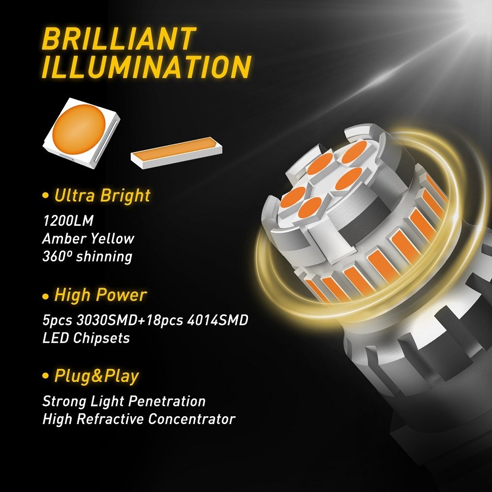 Set 2-20X Anti Flash Hyper 3157 3156 LED Indicator Amber Signal Turn Light Bulb