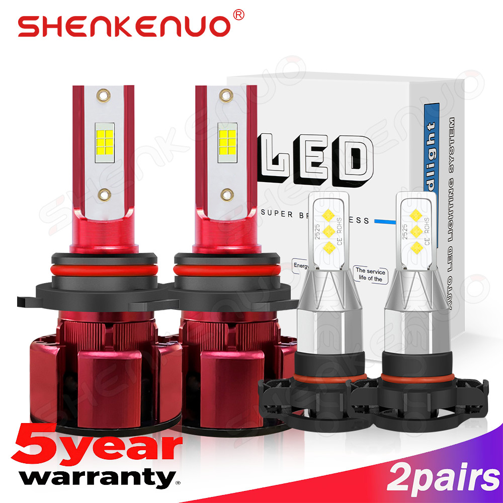 9012/HIR2 H16/5202 LED Headlight Fog Light Kit Bulbs White 6000K Plug&Play 4Pack