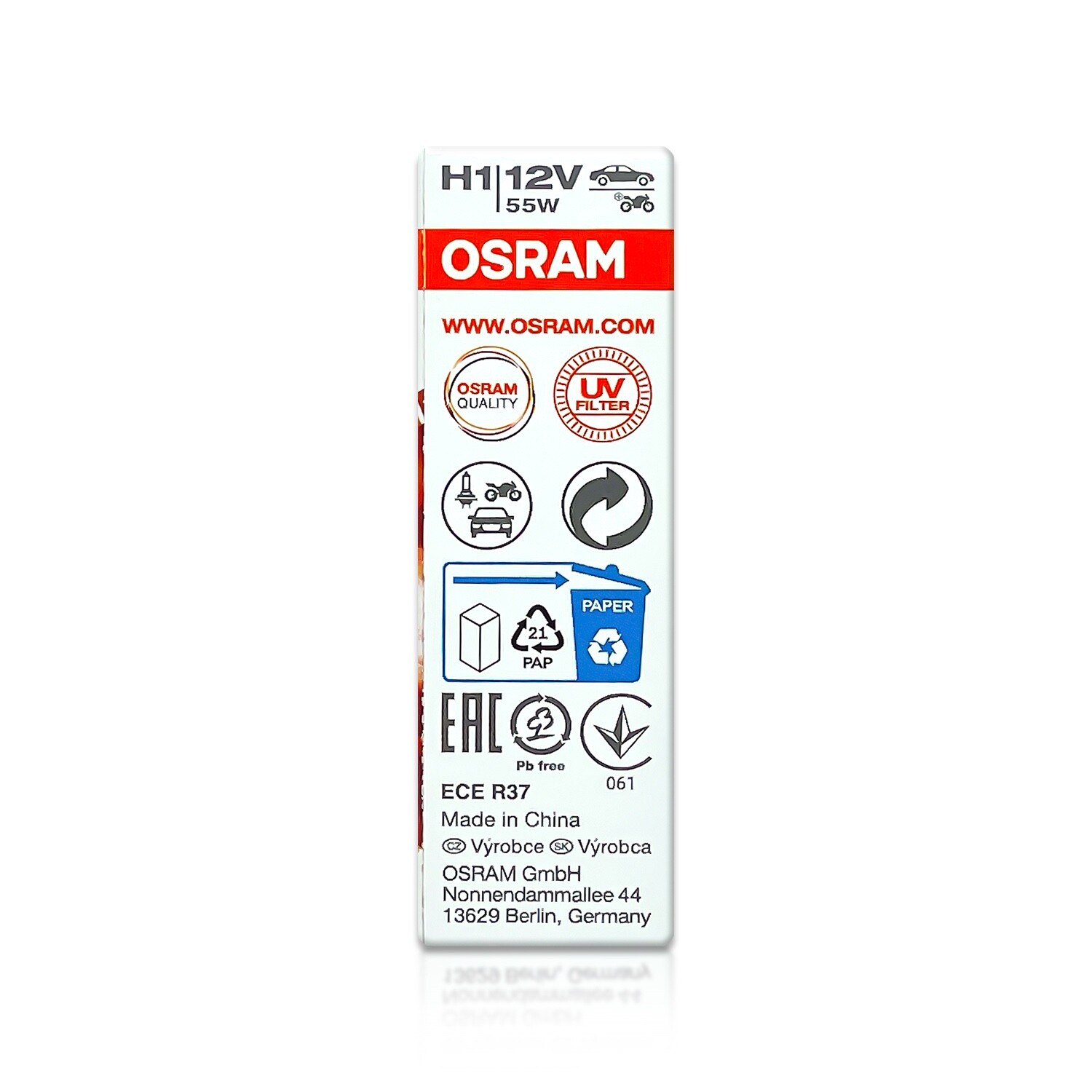 Osram H1 Classic Standard Headlight Halogen Bulbs 64150 3800K 12V 55W 2-Pack