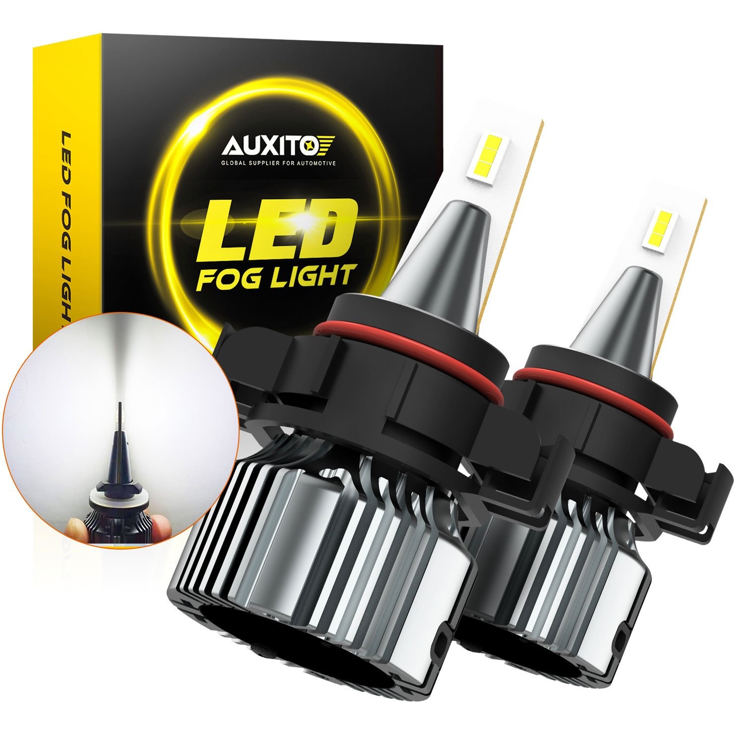 I9 Series Auxito Bright Super 5201 5202 LED H16 Fog Light Lamps 6000K 4000LM Kit