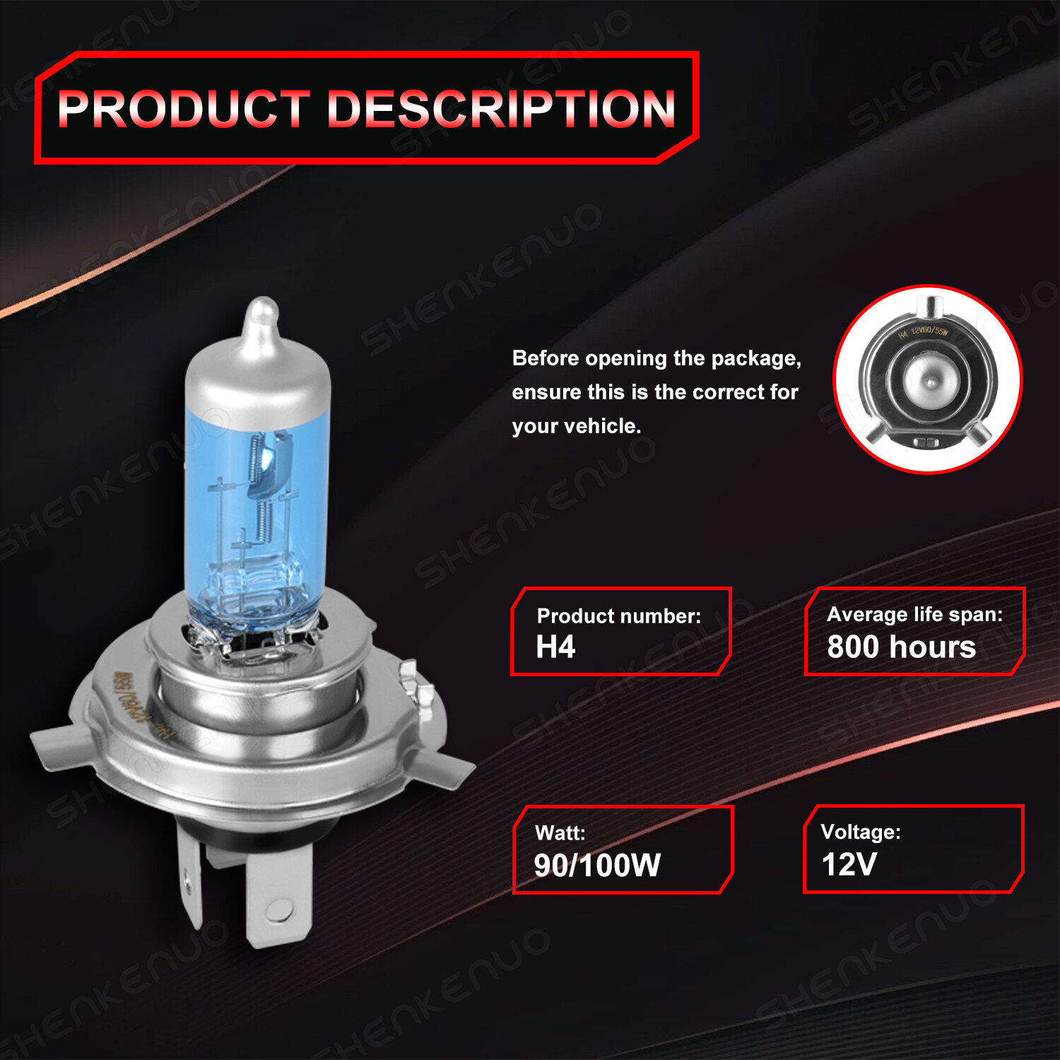 For Yamaha YZF R6 R6S 1999-2001 2002 H4 Xenon Halogen White 5000K Headlight Bulb