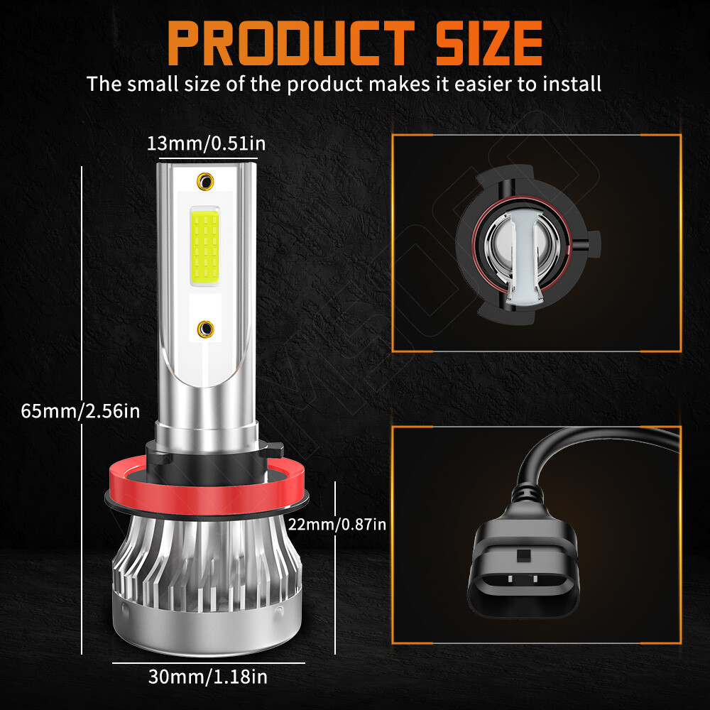 H11 LED Headlight KIT Super Bright Bulbs White 720000LM High/Low Beam Lamp A+