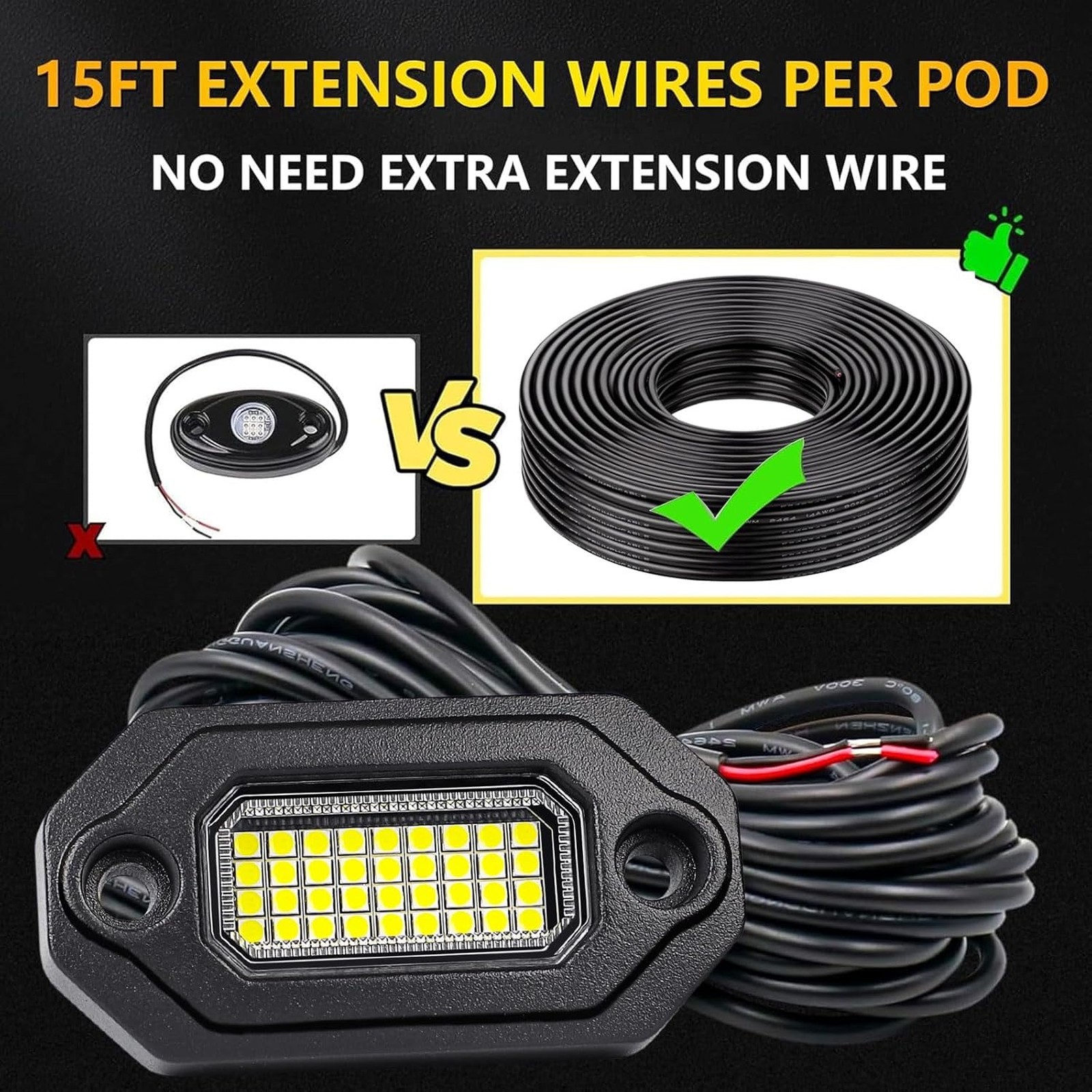 LED Rock Lights Aluminum Housing Waterproof IP68 20 Pods for Trucks UTV ATV SUV
