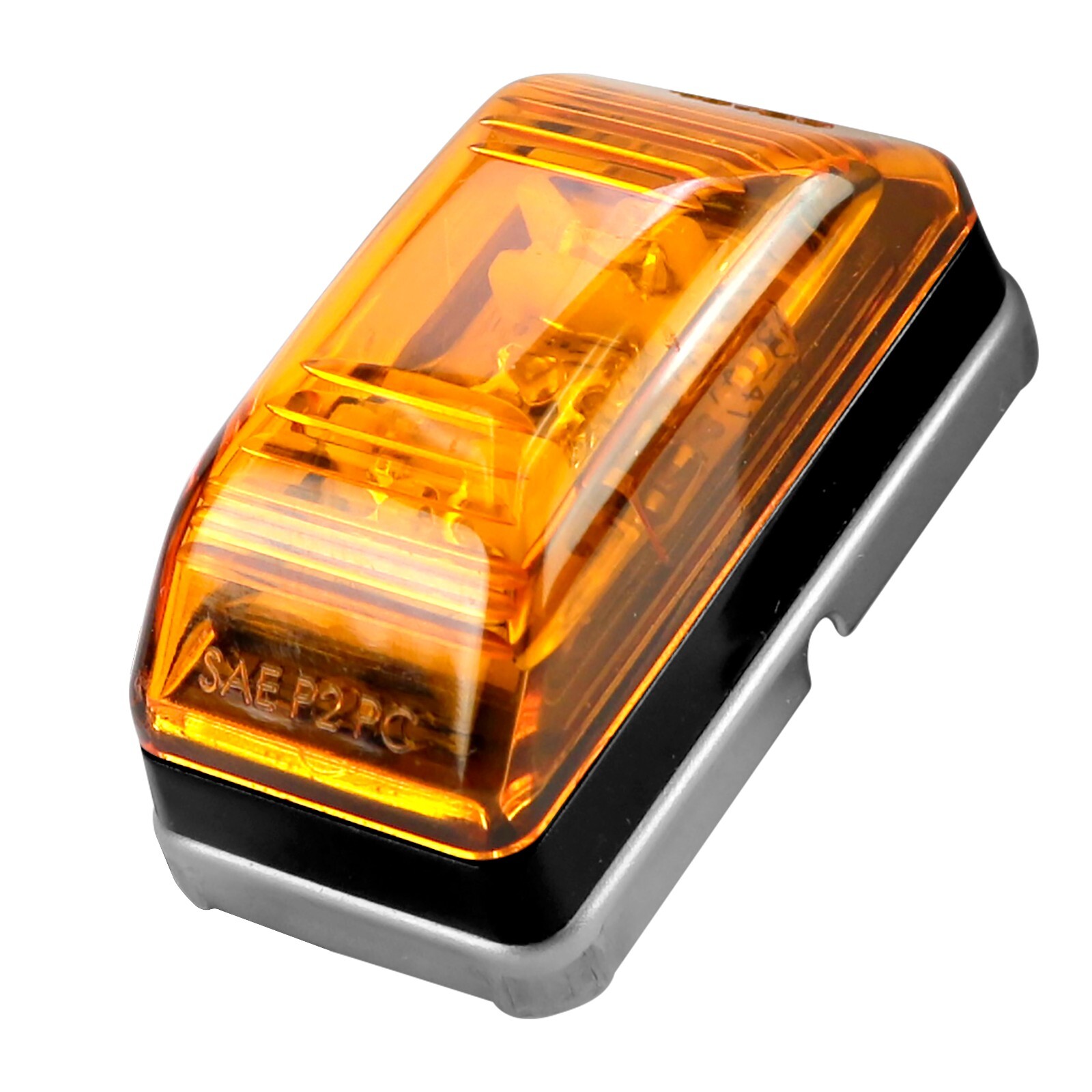 5Pcs 2×1 Square Amber LED Marker Light 3 Diodes Stud Mount Waterproof Clear