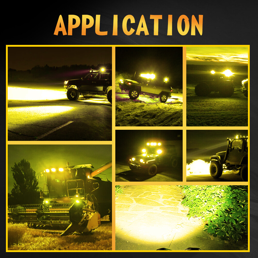 Pair 3″inch LED Work Lights Car Offroad Driving Spot Flood Fog Light 160W Yellow