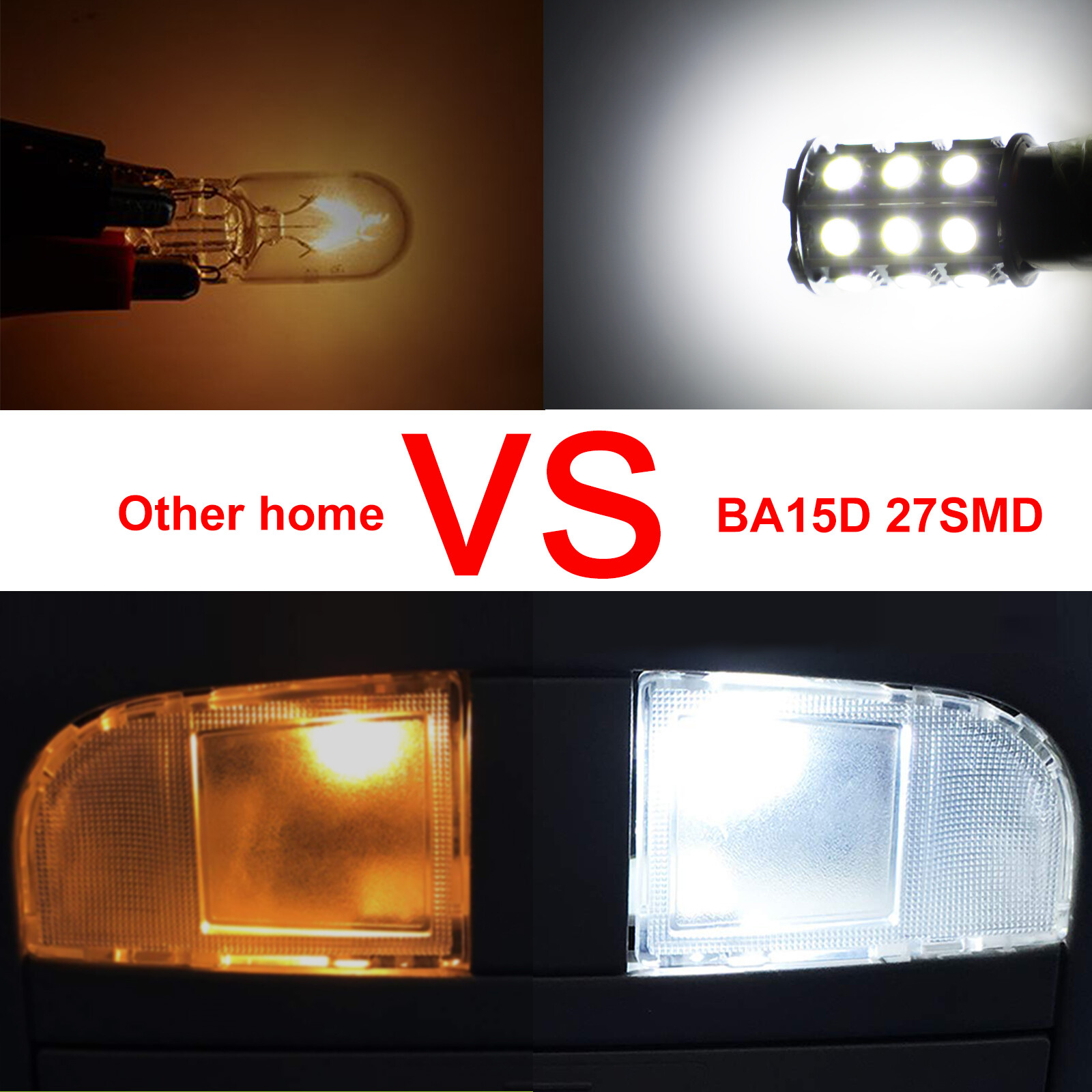 4pcs BA15D 1142 27-SMD LED Interior Light Bulbs Tail Brake Stop Lamp 6000K White
