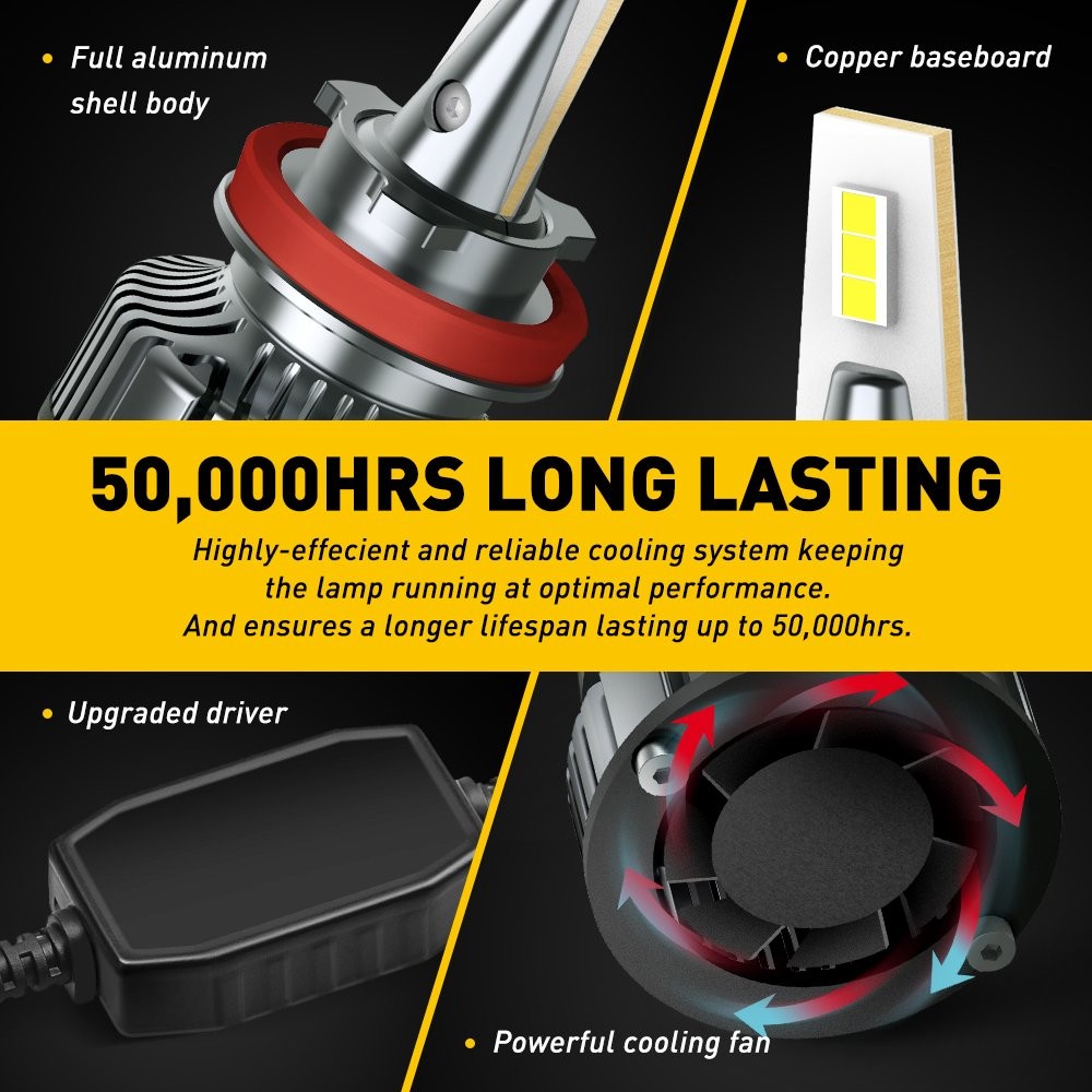 AUXITO H11 H8 LED Bulb Headlight Low Beam Super Bright 6500K White 6000LM 2-20X