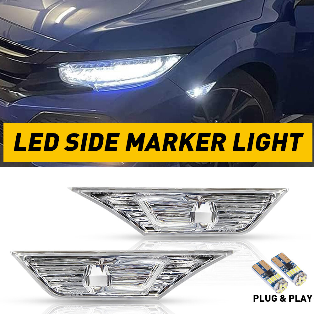 LED Side Marker Light for 2016-2021 Honda Civic Sedan/Hatchback/Coupe Clear Lens