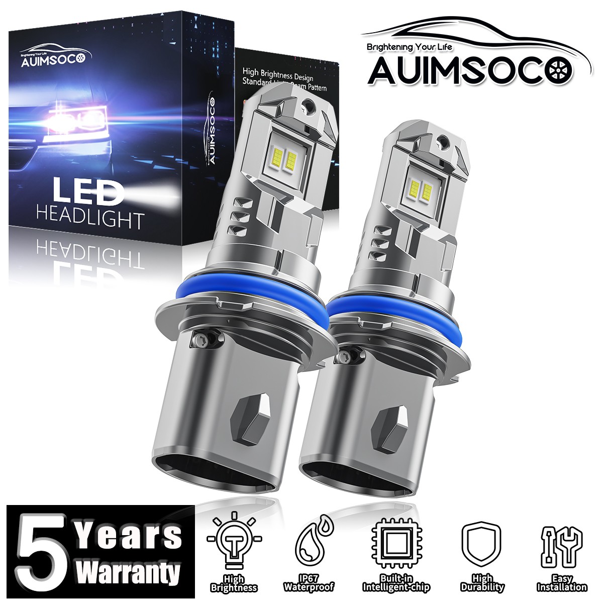 For Dodge Ram 2500 2003-2005 Super Bright LED Headlight Hi-Lo Beam Bulbs 72000LM
