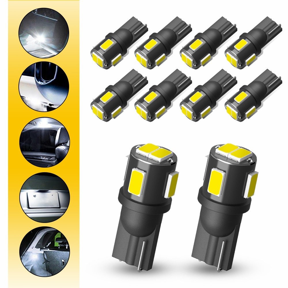 T10 5630SMD 6-LED Interior Light bulb Super White 6500K 921 194 192 168 2825 W5W