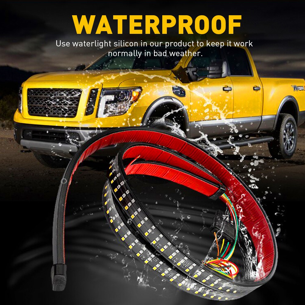 1Set LED Tailgate Light Bar 48″ Triple 3-Row 6-Function Strip Pickup Trailer SUV