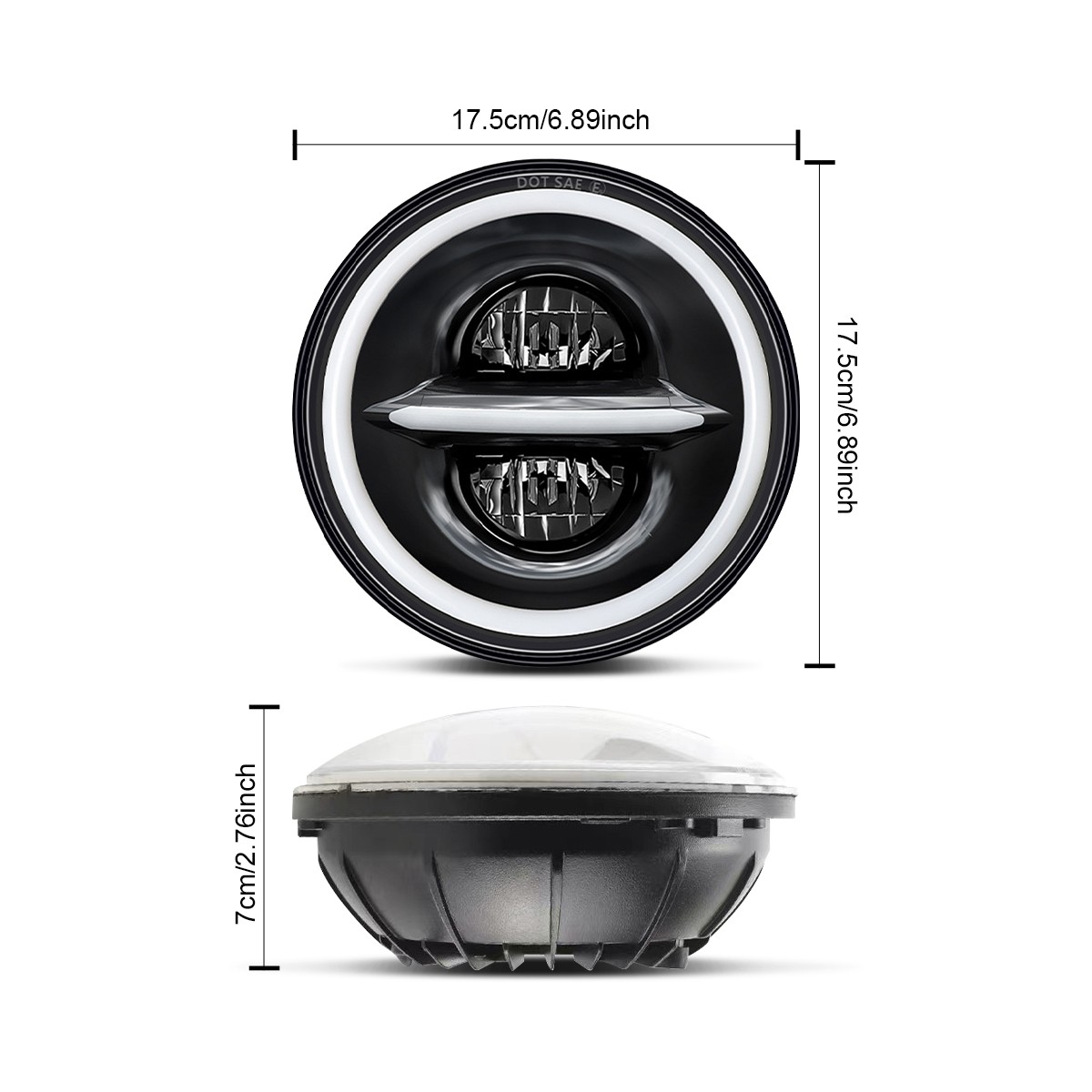 Fit Ford Mustang 1965-1978 Pair 7″ Round LED Headlights Hi/Lo Beam DOT Approved
