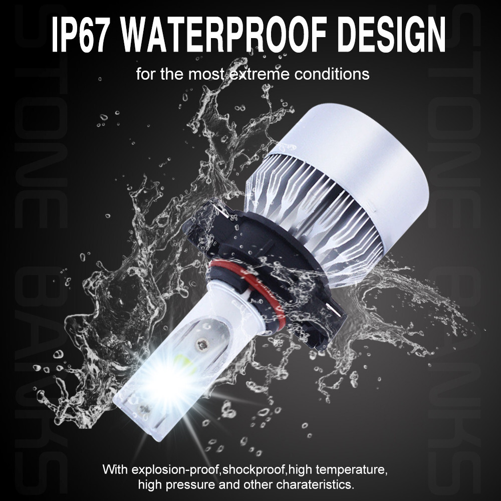 2x 5202 H16 LED Fog Light Bulbs 6000K White Headlight High Low Beam Kit 720000LM