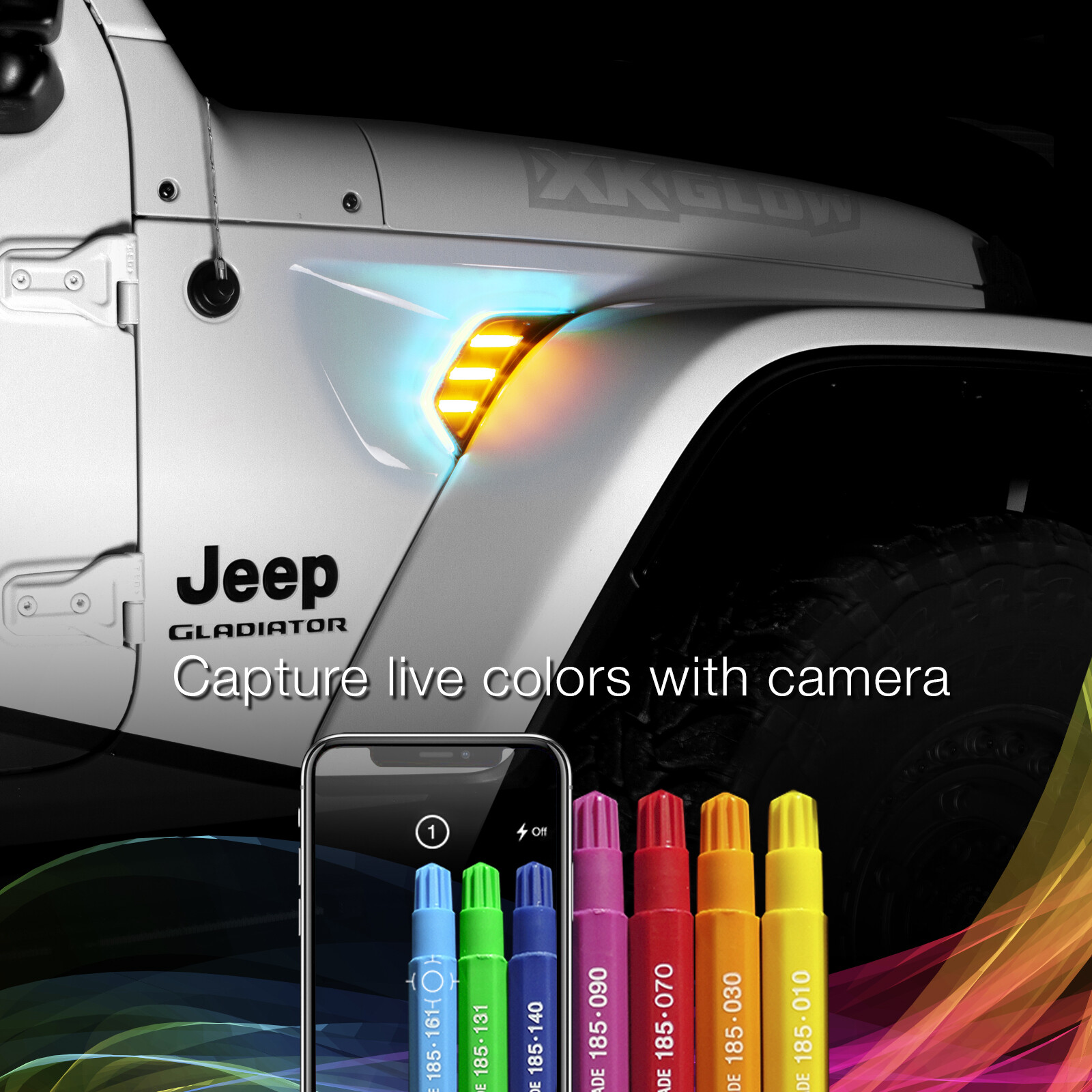 RGB+AMBER TURN SIGNAL RUNNING LIGHT FOR JEEP JL&JT FENDER VENT LIGHT | XKCHROME