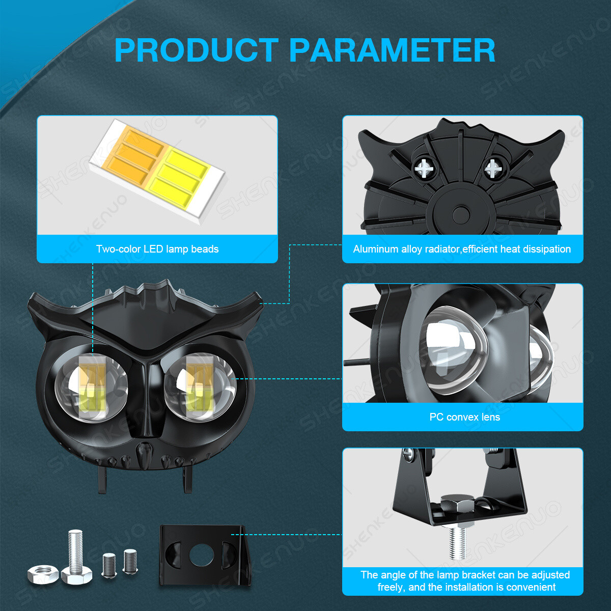 Owl LED Work Light Bar Fog Driving Spot Pods Off Road SUV ATV Truck Yellow White