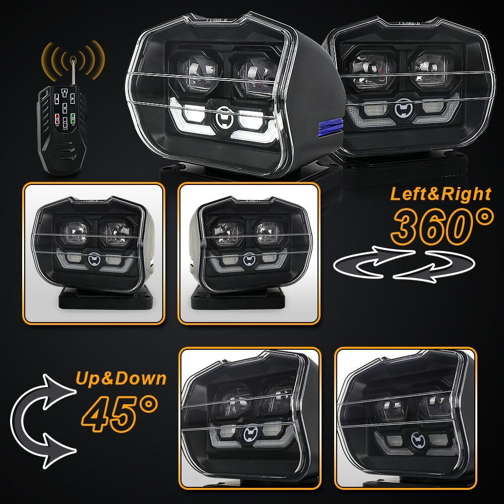 LED Searchlight Wireless for Offroad Truck Marine 360° Remote Control Spotlight