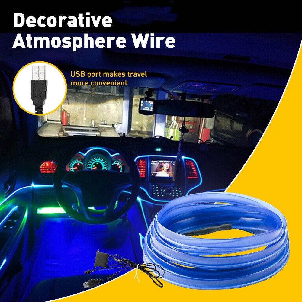 5M Blue Auto Car Interior Atmosphere Strip Wire LED Light Decor Lamp Accessories