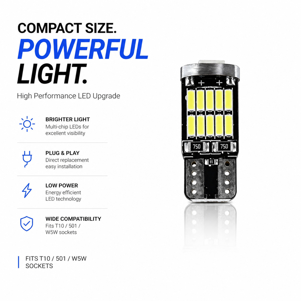 10x 501 T10 Led Bulbs Side Light Error Free Canbus 26 Smd W5W Xenon Bright White
