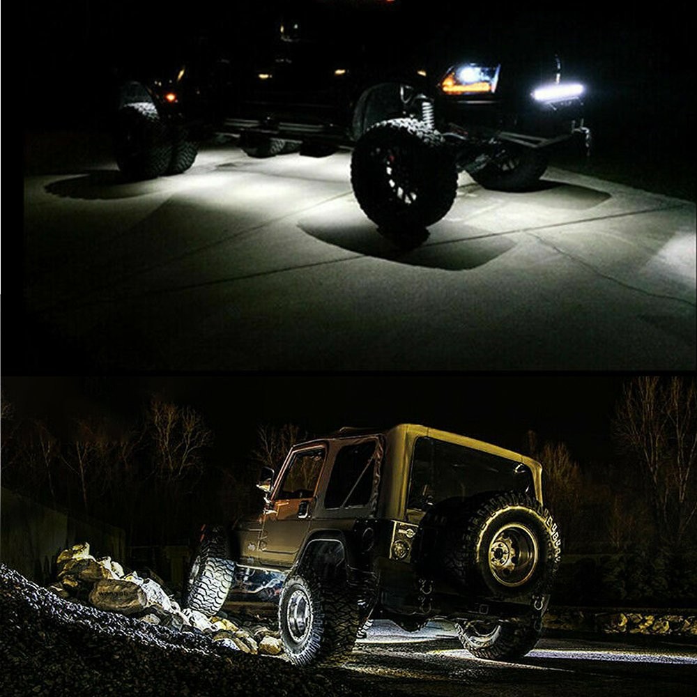 10 Pcs White Rock LED Strip Underbody Wheel Light for Offroad Truck Boat Car ATV