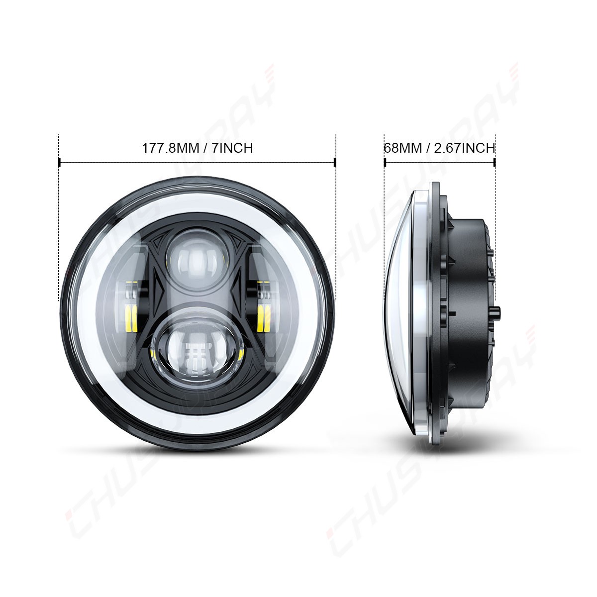 New Pair 7inch RGB LED Round Headlight Hi/Low Beam for Peterbilt 379 359 Trucks