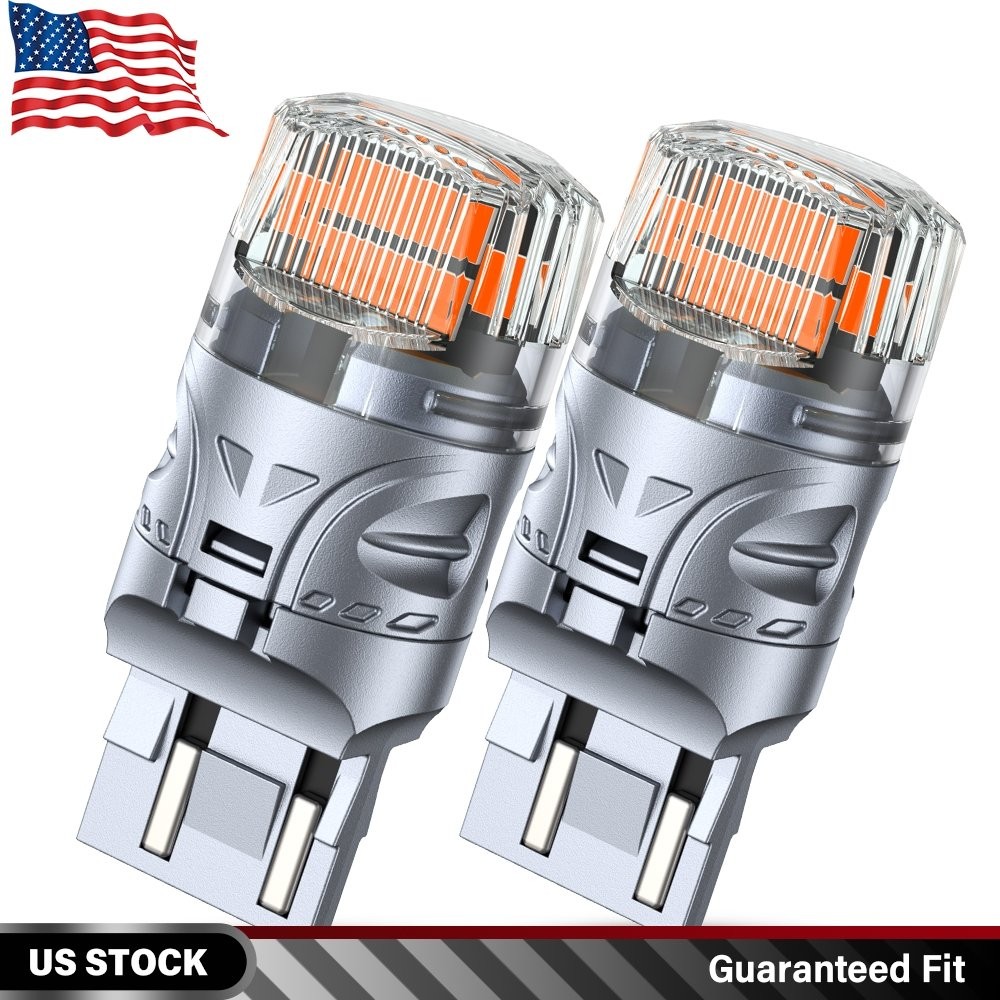 2X Amber 7443 7444 LED Front Rear Turn Signal Blinker Light Bulbs No Hyper Flash