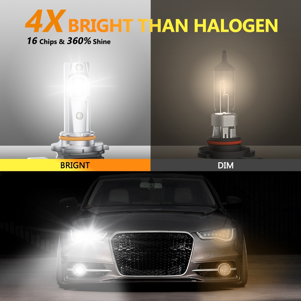OXILAM 9005 HB3 LED Headlight Bulbs Kit High/Low Beam Super White Bright 6500K