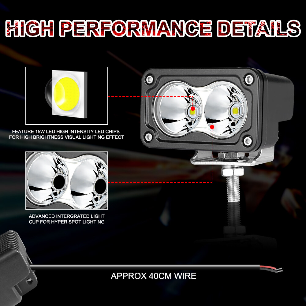 2x 3″Inch Work Driving Lights Spot Off Road LED Cube Pods Truck Bumper Light Bar