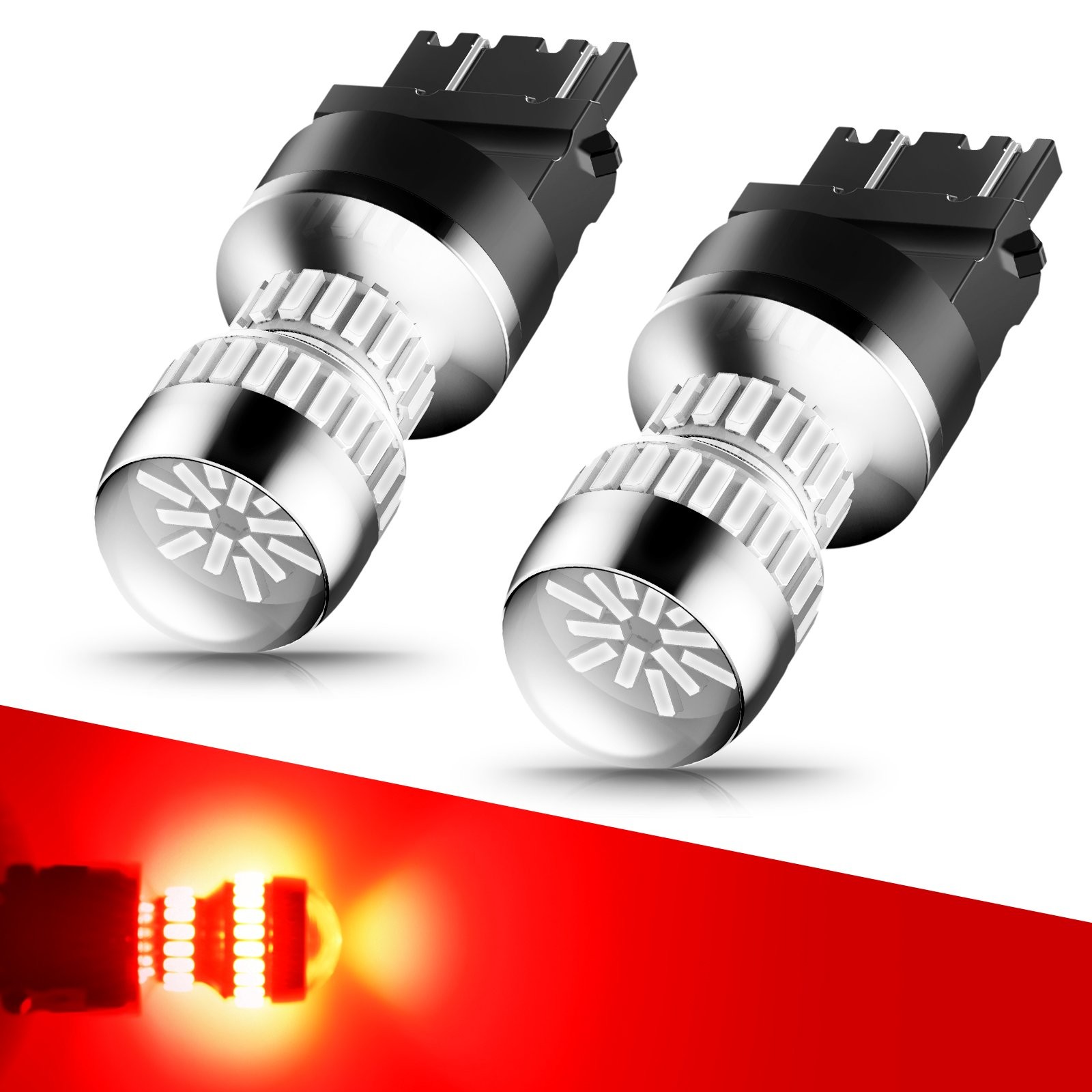 AUXITO 3157 3156 LED Brake Tail Turn Signal Light Bulbs Super Red SMD Canbus EAC