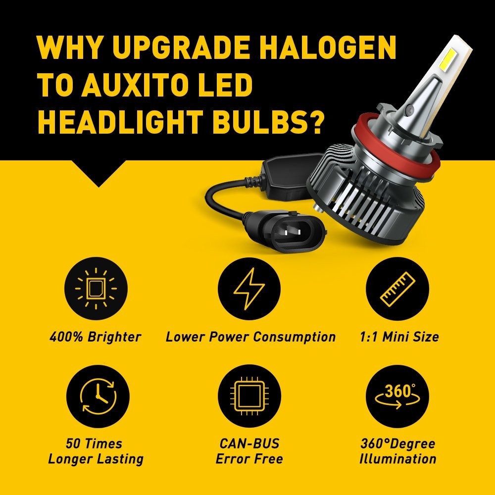 AUXITO H11 H8 LED Bulb Headlight Low Beam Super Bright 6500K White 6000LM 2-20X