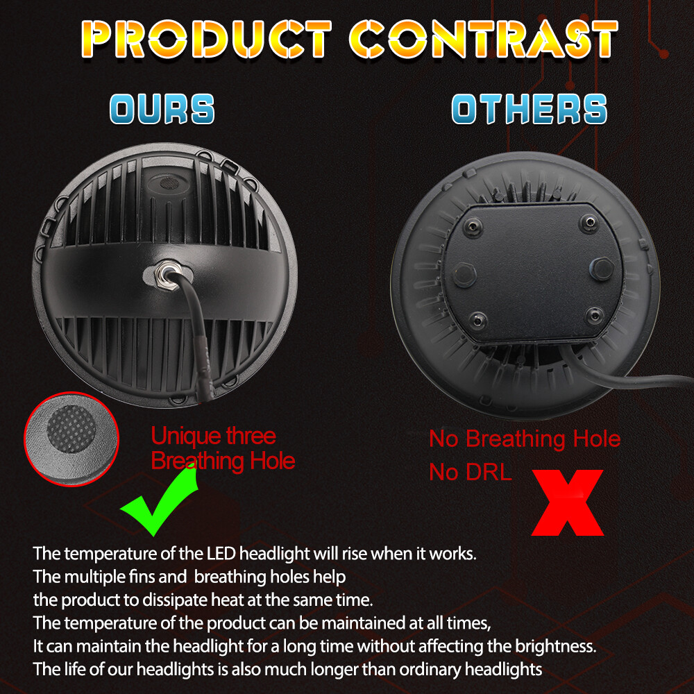 Pair DOT 7″ 200w Round LED Headlights Hi/Lo Beam For Chevy C10 C20 Pickup Truck