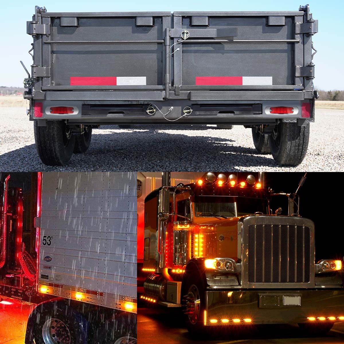 2X Amber 6″ Side Marker Lights Clearance LED Truck Trailer Lamp Tail Light 12V