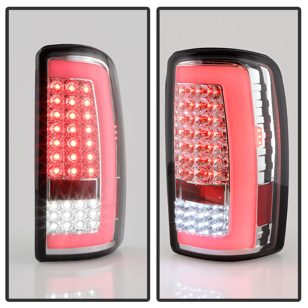 2000-2006 Chevy Suburban Tahoe GMC Yukon Chrome LED Tube Tail Lights Brake Lamps