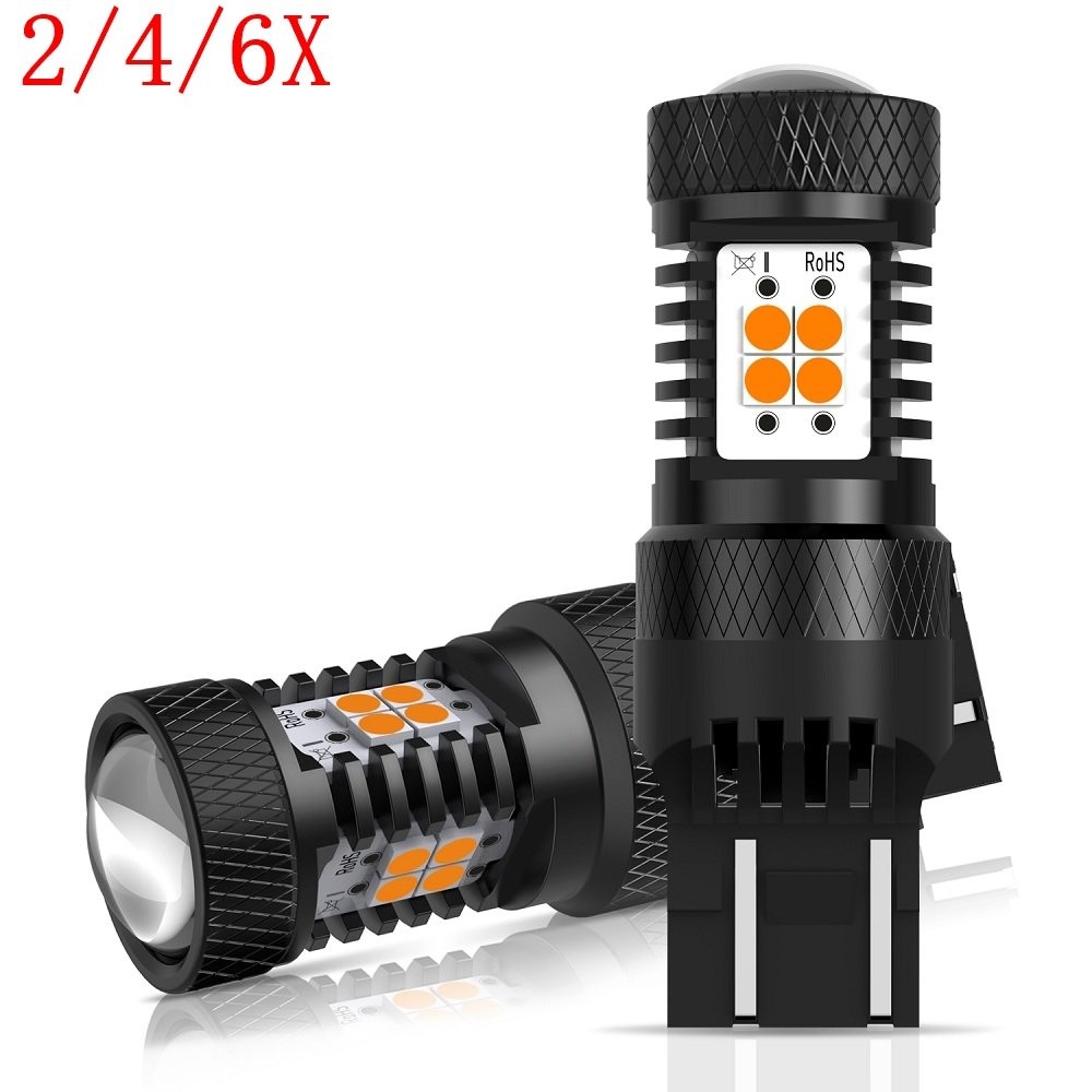2/4/6X 7443 LED Front Turn Signal Parking Light Bulbs Amber Yellow Error Free