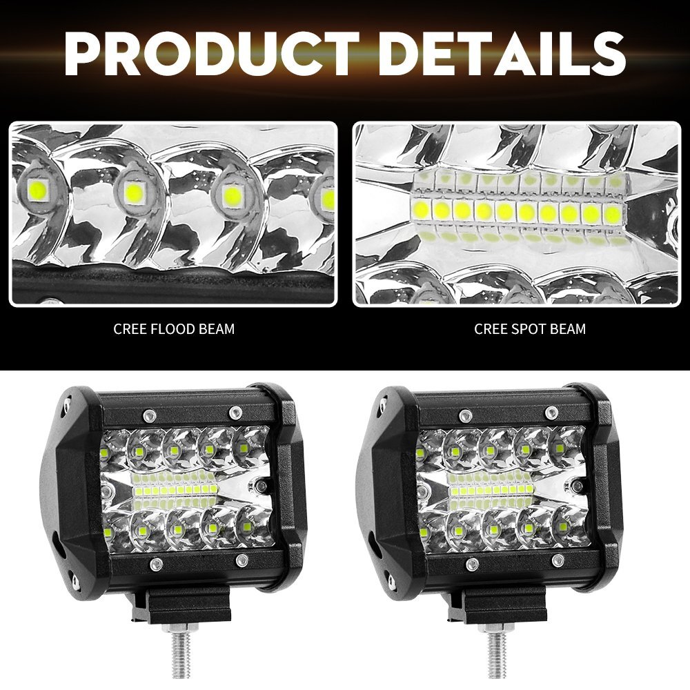 Tow Hitch Mounting Bracket+ 4“3-row LED Work Light Pods Backup Reverse+Wiring