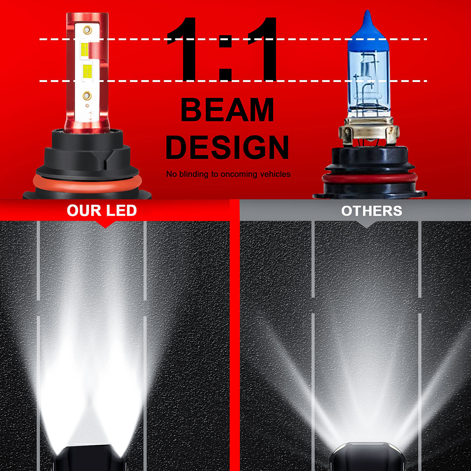 2PCS 2-Sides 9007 HB5 LED Headlight Kit Bulb Hi/Lo Dual Beam 6000K Super White