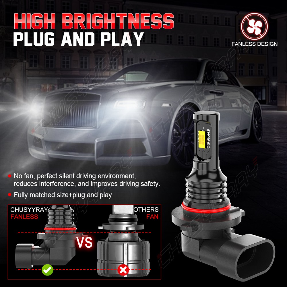 HB4 9006 LED Headlights Bulbs Low Beam 6000K White Bright Replace Halogen Kit