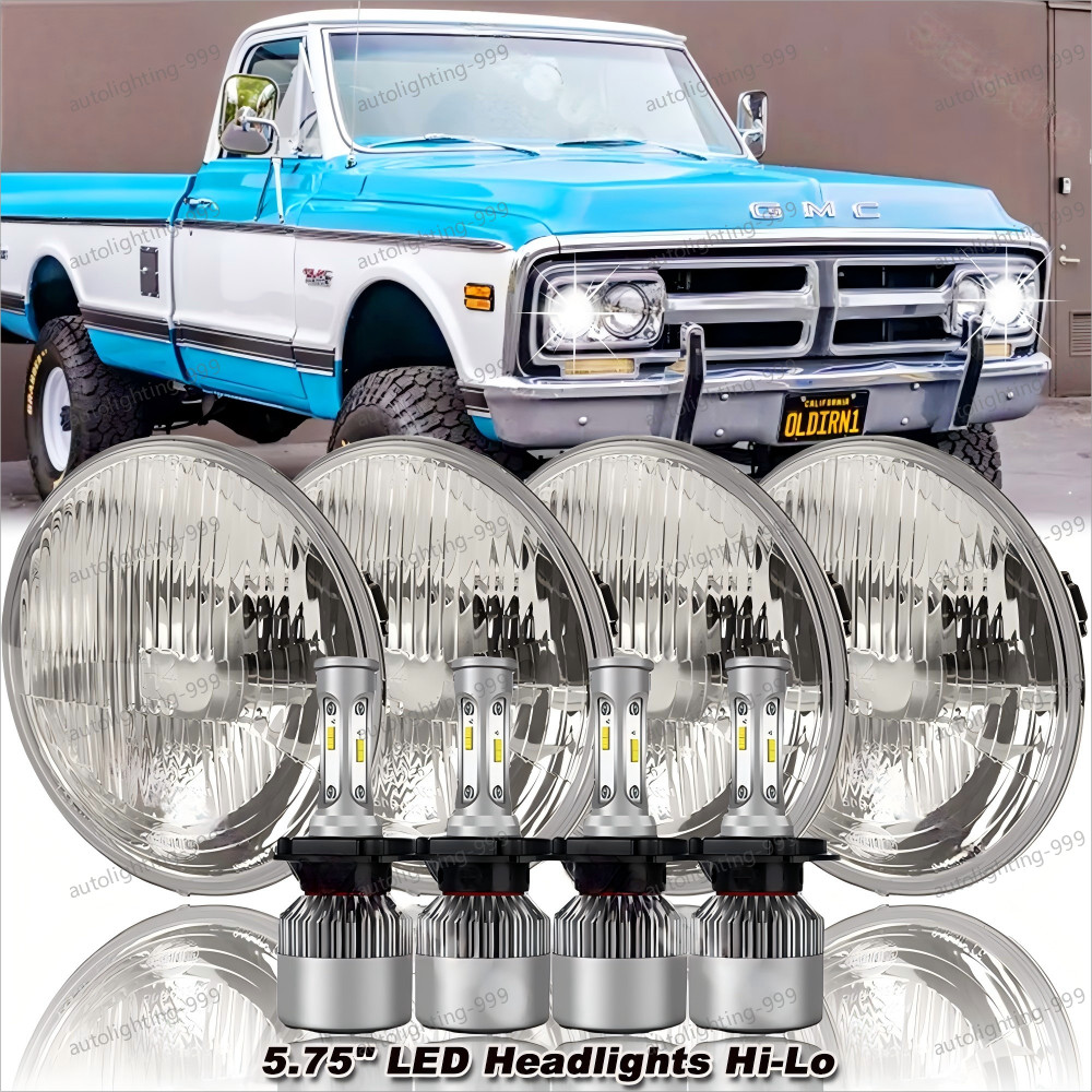4PCS 5.75″ 5-3/4″ LED Headlights for GMC C15/C1500 1961-1972 Pickup C2500